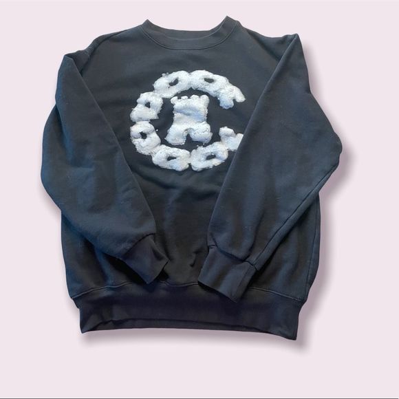 CROOKS & CASTLE CHAIN LOGO SWEATSHIRT  hole back bottom hem price reflects flaw  - Picture 1 of 10